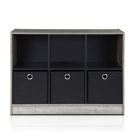 Highkey Basic 3 x 2 in. Bookcase Storage with Bins; French Oak Grey & Black LR377464